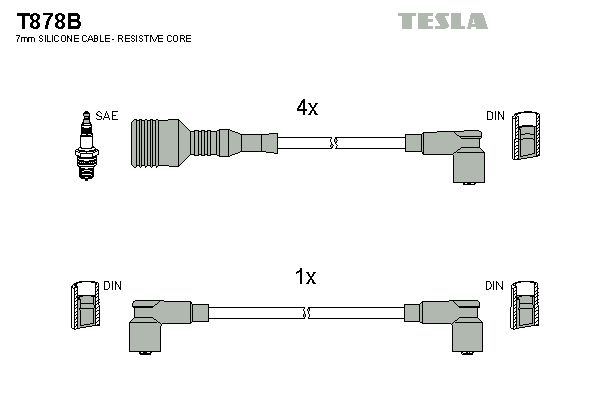 TESLA Комплект проводов зажигания T878B