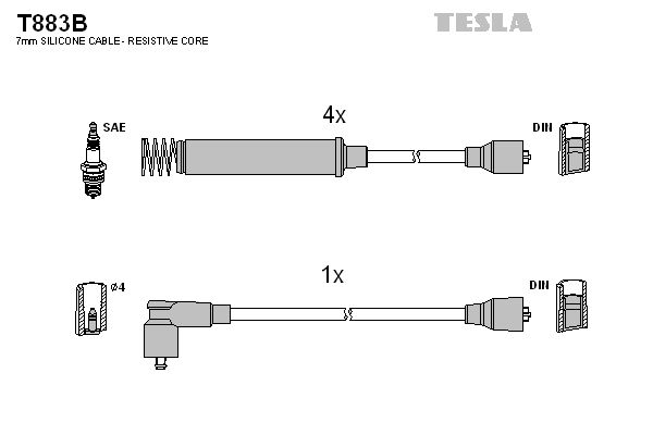 TESLA Комплект проводов зажигания T883B