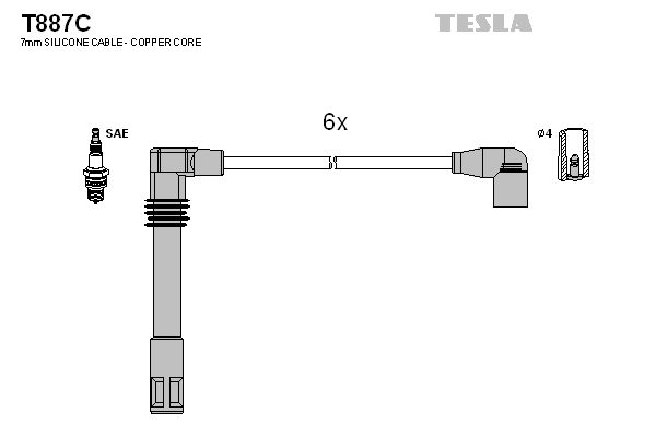 TESLA uždegimo laido komplektas T887C