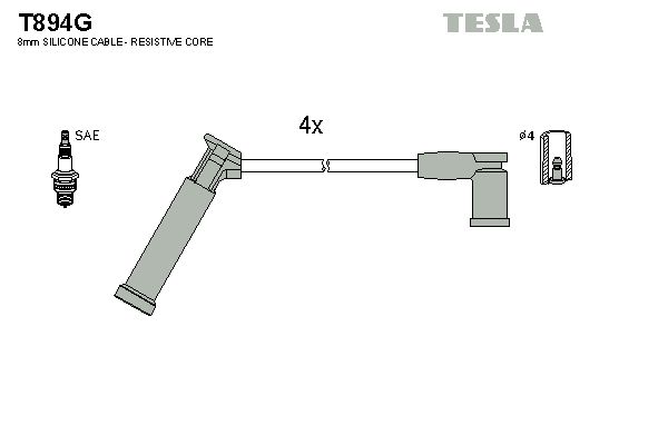 TESLA uždegimo laido komplektas T894G