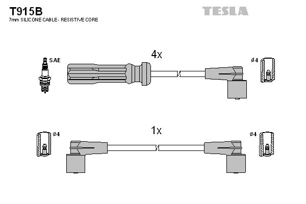 TESLA Комплект проводов зажигания T915B