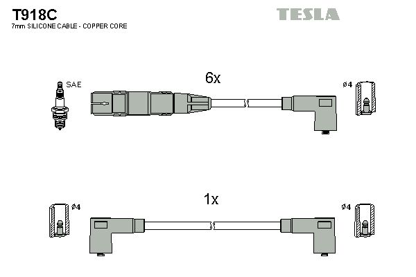 TESLA uždegimo laido komplektas T918C