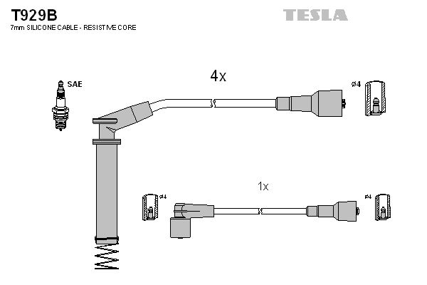 TESLA uždegimo laido komplektas T929B