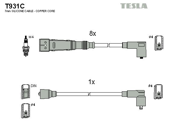 TESLA Комплект проводов зажигания T931C
