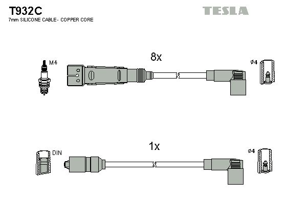 TESLA Комплект проводов зажигания T932C