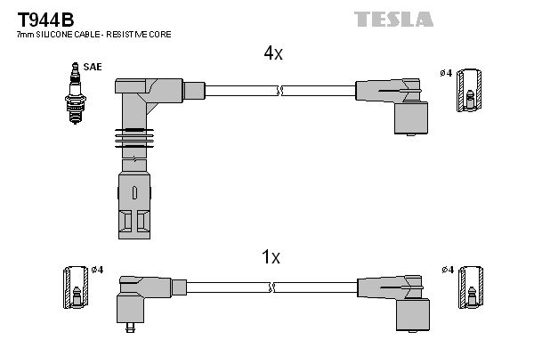TESLA Комплект проводов зажигания T944B