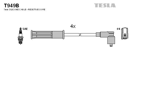 TESLA uždegimo laido komplektas T949B