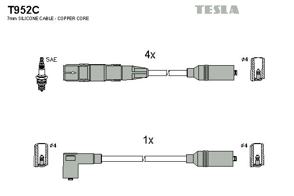 TESLA uždegimo laido komplektas T952C