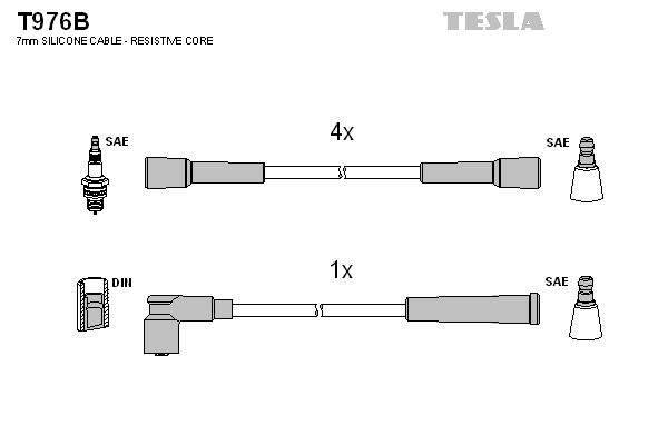 TESLA Комплект проводов зажигания T976B