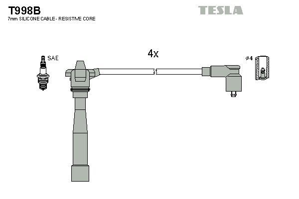 TESLA Комплект проводов зажигания T998B