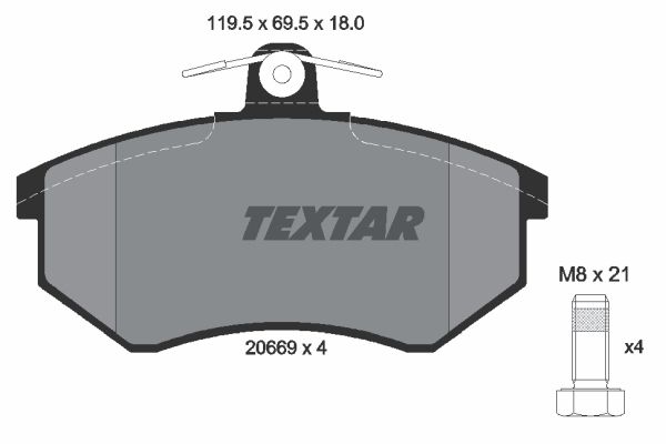 TEXTAR Комплект тормозных колодок, дисковый тормоз 2066928