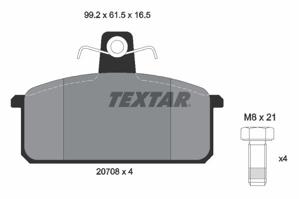 TEXTAR Комплект тормозных колодок, дисковый тормоз 2070803