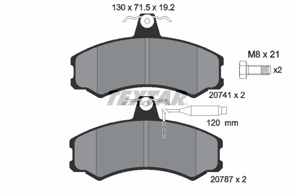 TEXTAR Комплект тормозных колодок, дисковый тормоз 2074101