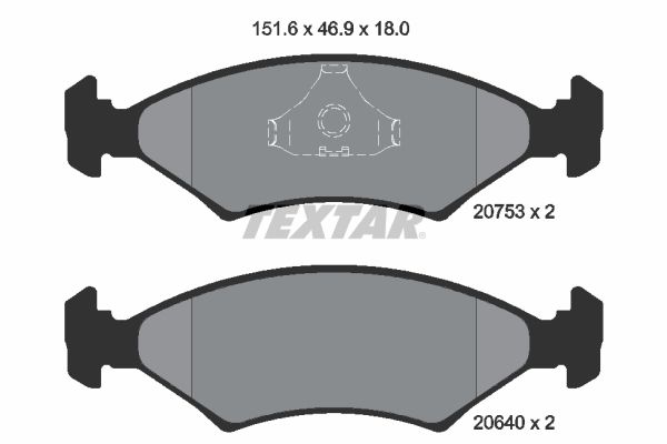 TEXTAR stabdžių trinkelių rinkinys, diskinis stabdys 2075303