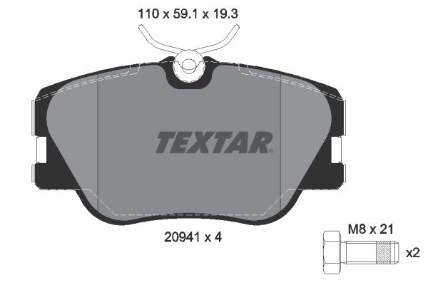 TEXTAR stabdžių trinkelių rinkinys, diskinis stabdys 2094102