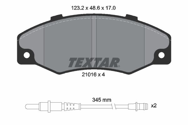 TEXTAR stabdžių trinkelių rinkinys, diskinis stabdys 2101602