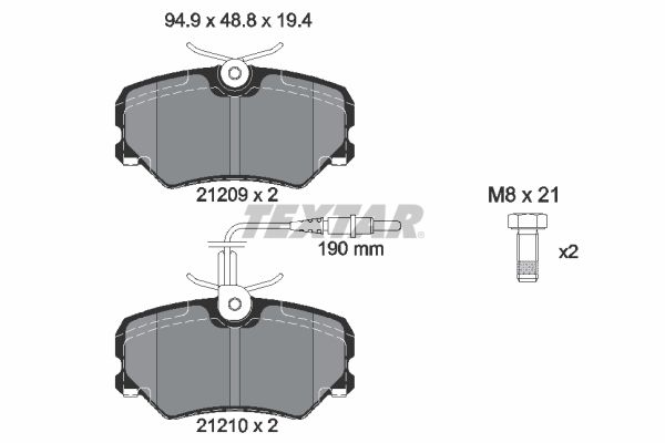 TEXTAR Комплект тормозных колодок, дисковый тормоз 2120909