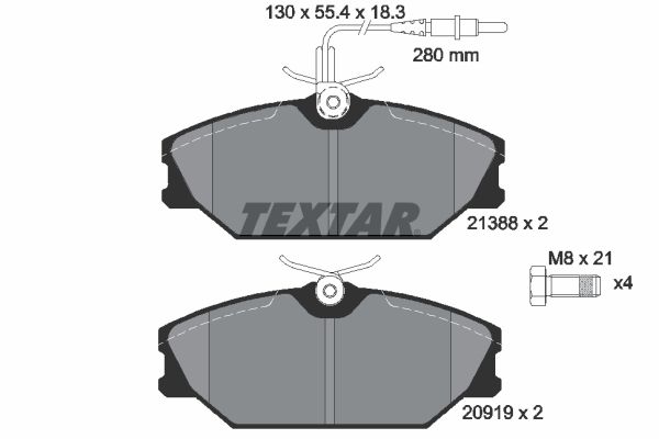 TEXTAR Комплект тормозных колодок, дисковый тормоз 2138802