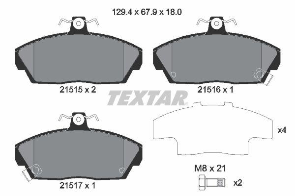 TEXTAR Комплект тормозных колодок, дисковый тормоз 2151503