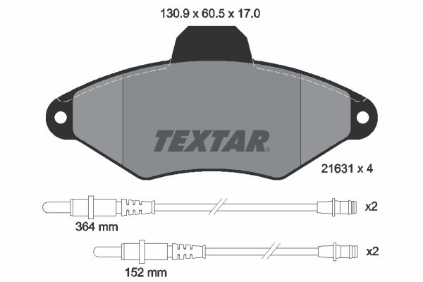 TEXTAR stabdžių trinkelių rinkinys, diskinis stabdys 2163102