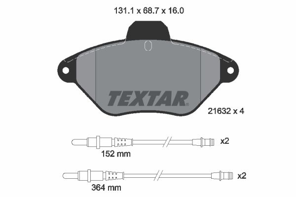 TEXTAR stabdžių trinkelių rinkinys, diskinis stabdys 2163201