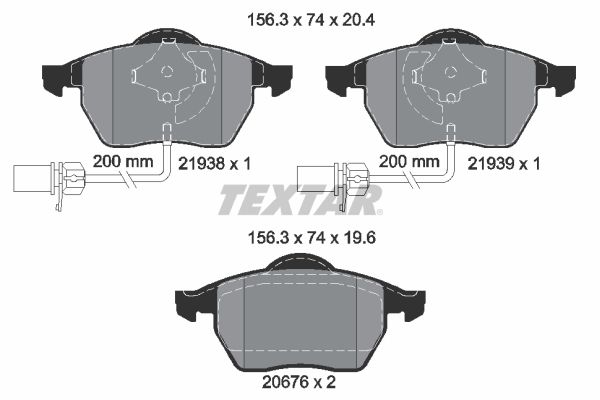 TEXTAR Комплект тормозных колодок, дисковый тормоз 2193881