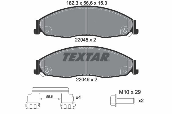 TEXTAR Комплект тормозных колодок, дисковый тормоз 2204501