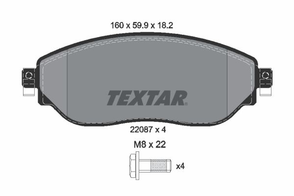 TEXTAR stabdžių trinkelių rinkinys, diskinis stabdys 2208701