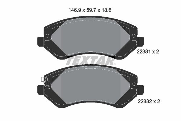 TEXTAR Комплект тормозных колодок, дисковый тормоз 2238101