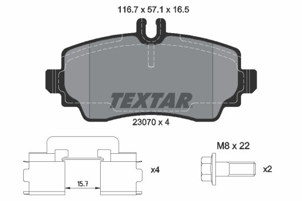 TEXTAR Комплект тормозных колодок, дисковый тормоз 2307003