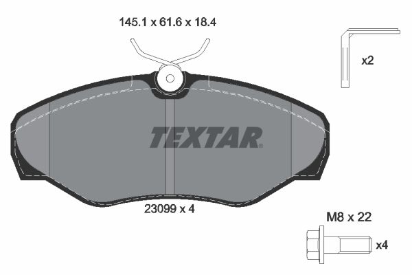 TEXTAR stabdžių trinkelių rinkinys, diskinis stabdys 2309902