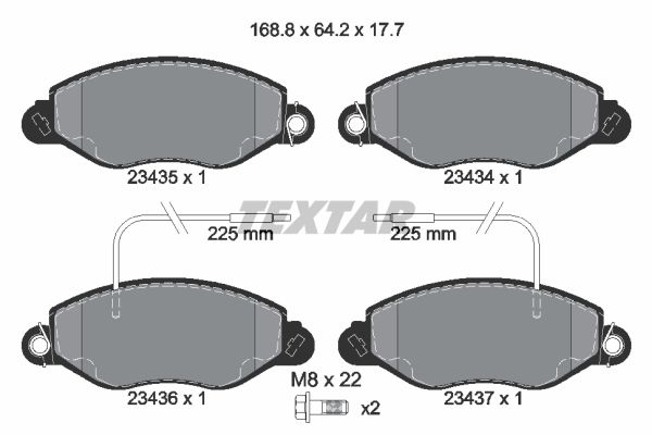 TEXTAR Комплект тормозных колодок, дисковый тормоз 2343501