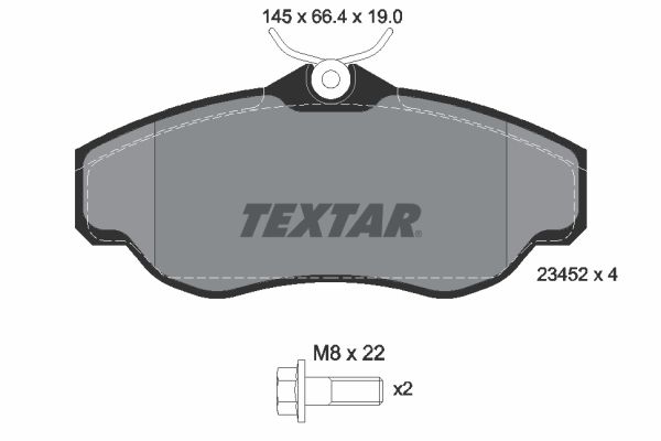 TEXTAR stabdžių trinkelių rinkinys, diskinis stabdys 2345201