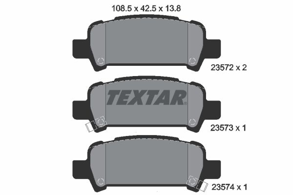 TEXTAR stabdžių trinkelių rinkinys, diskinis stabdys 2357202