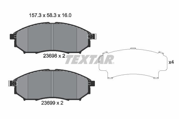 TEXTAR Комплект тормозных колодок, дисковый тормоз 2369801