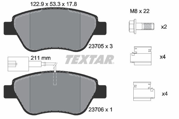 TEXTAR stabdžių trinkelių rinkinys, diskinis stabdys 2370581