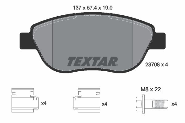 TEXTAR stabdžių trinkelių rinkinys, diskinis stabdys 2370803