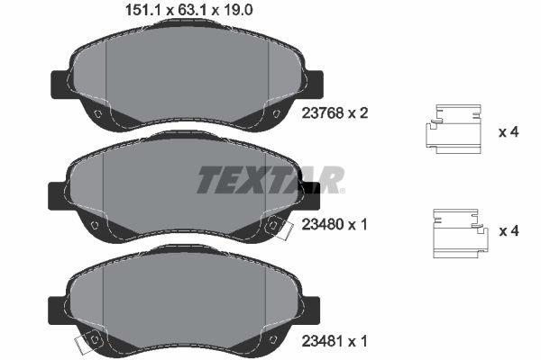 TEXTAR Комплект тормозных колодок, дисковый тормоз 2376802