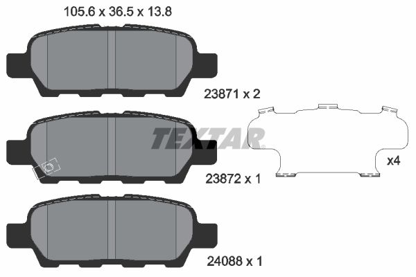 TEXTAR stabdžių trinkelių rinkinys, diskinis stabdys 2387101