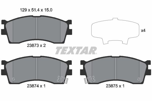 TEXTAR stabdžių trinkelių rinkinys, diskinis stabdys 2387301