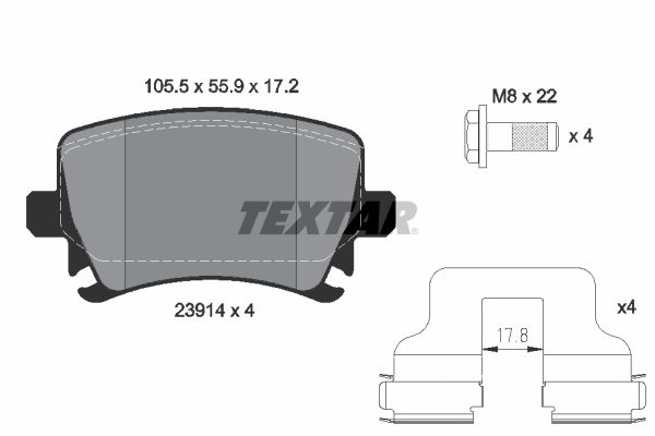 TEXTAR stabdžių trinkelių rinkinys, diskinis stabdys 2391401