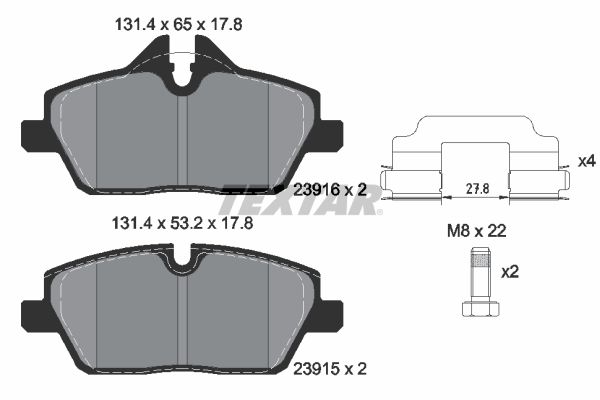 TEXTAR Комплект тормозных колодок, дисковый тормоз 2391601