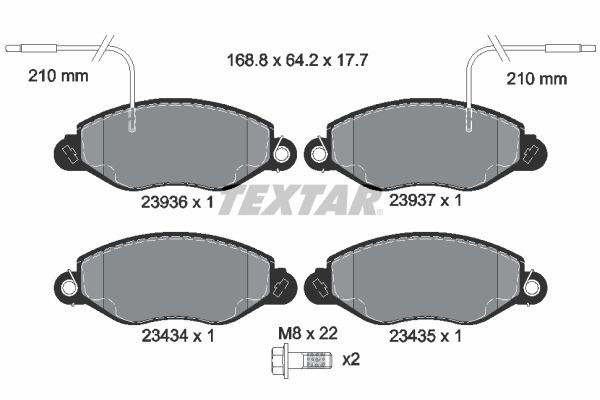 TEXTAR Комплект тормозных колодок, дисковый тормоз 2393601