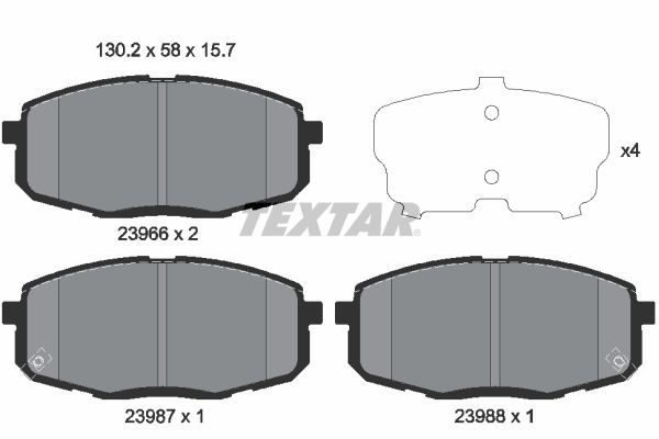 TEXTAR stabdžių trinkelių rinkinys, diskinis stabdys 2396601