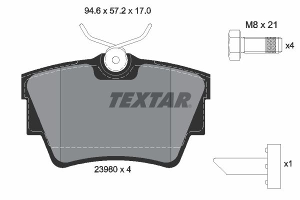 TEXTAR stabdžių trinkelių rinkinys, diskinis stabdys 2398001