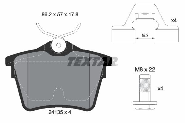 TEXTAR Комплект тормозных колодок, дисковый тормоз 2413501