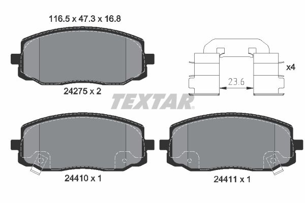 TEXTAR Комплект тормозных колодок, дисковый тормоз 2427501
