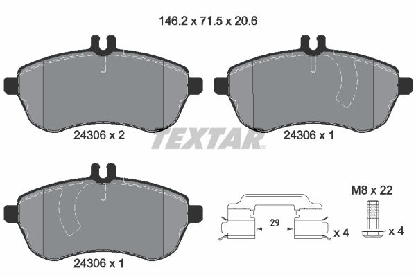 TEXTAR Комплект тормозных колодок, дисковый тормоз 2430682