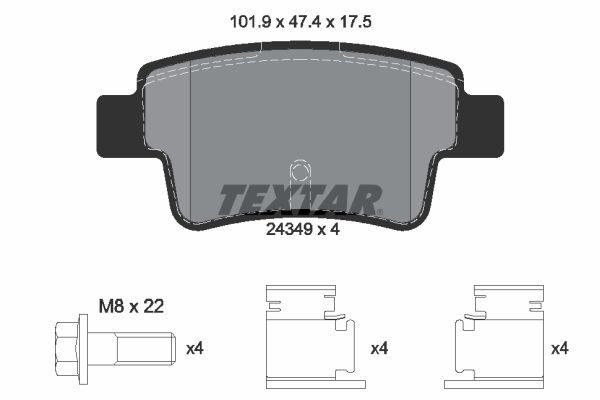 TEXTAR Комплект тормозных колодок, дисковый тормоз 2434901