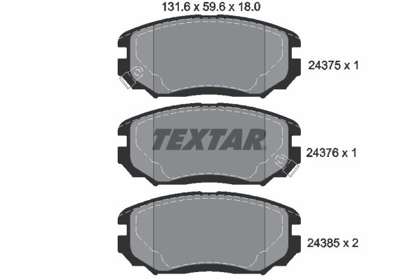 TEXTAR stabdžių trinkelių rinkinys, diskinis stabdys 2437501